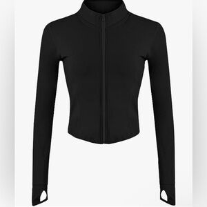 Womens Athletic Full Zip Workout Jacket with Thumb Holes